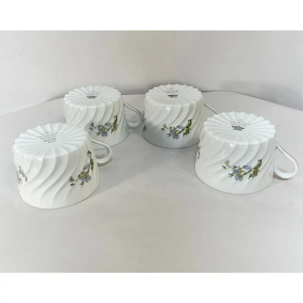 Margaux HAVILAND Flat Cup Limoges Porcelain Torse Blue Gold Floral Lot of 4 VTG